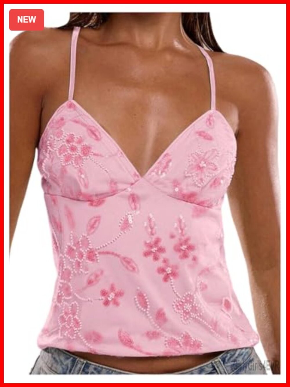 Sequin Cami Top Criss Cross Backless Going Out Y2K Party Club